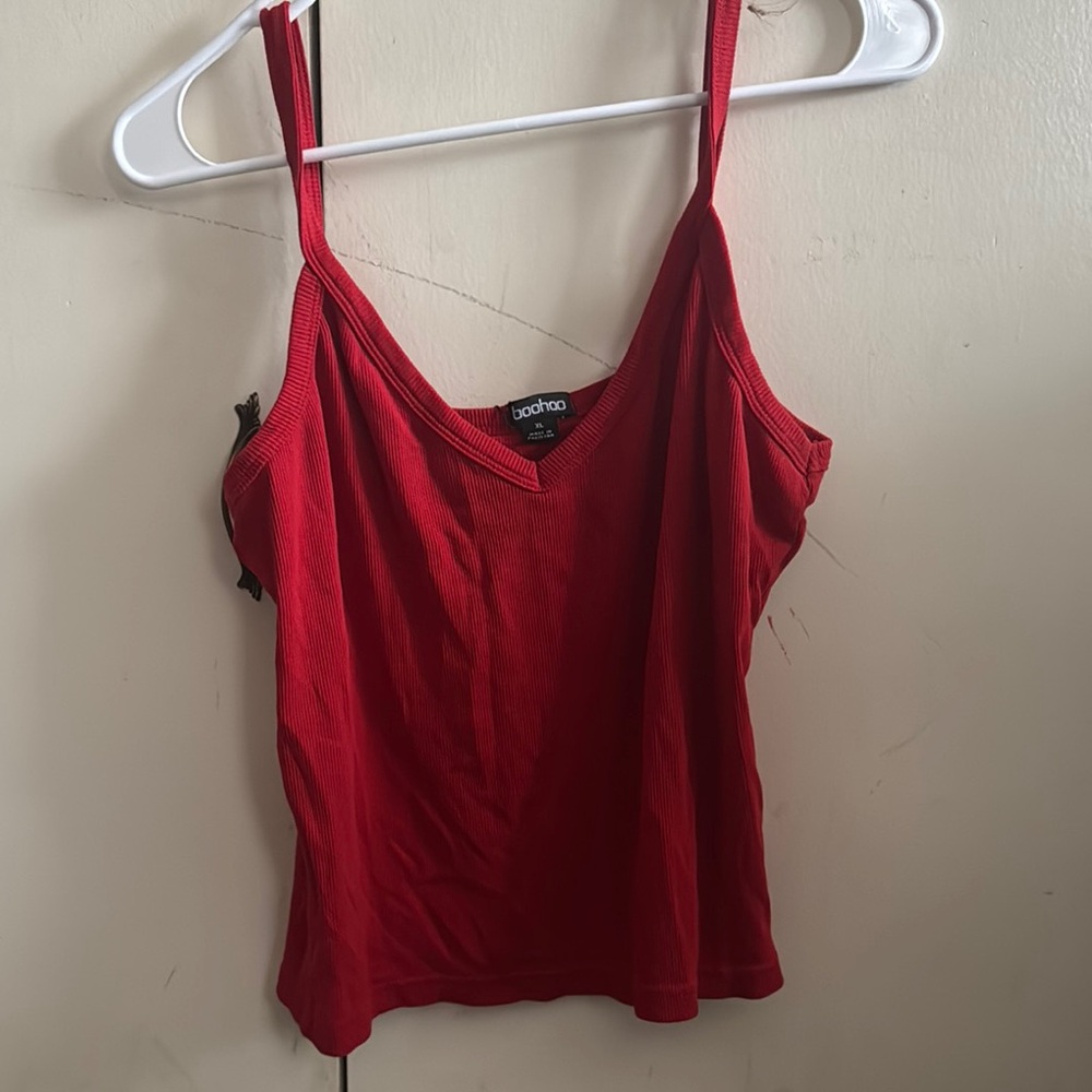 Boohoo Red Fitted Camisole Top